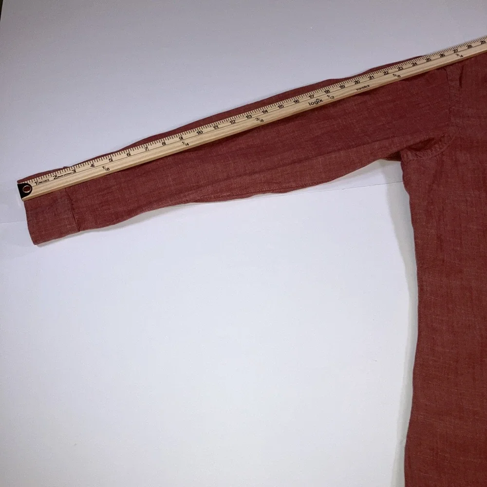 Polo Ralph Lauren Shirt Mens XL Red Slub Cotton Custom Fit Flesh Pony Linen Like